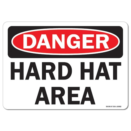 Signmission OSHA Danger Sign, Hard Hat Area, 14in X 10in Aluminum, 14" W, 10" H, Landscape, Hard Hat Area OS-DS-A-1014-L-19382